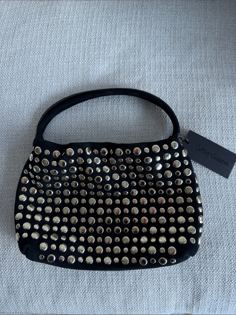 NWT Jeffrey Campbell Black Studded Shoulder Bag with Silver Hardware